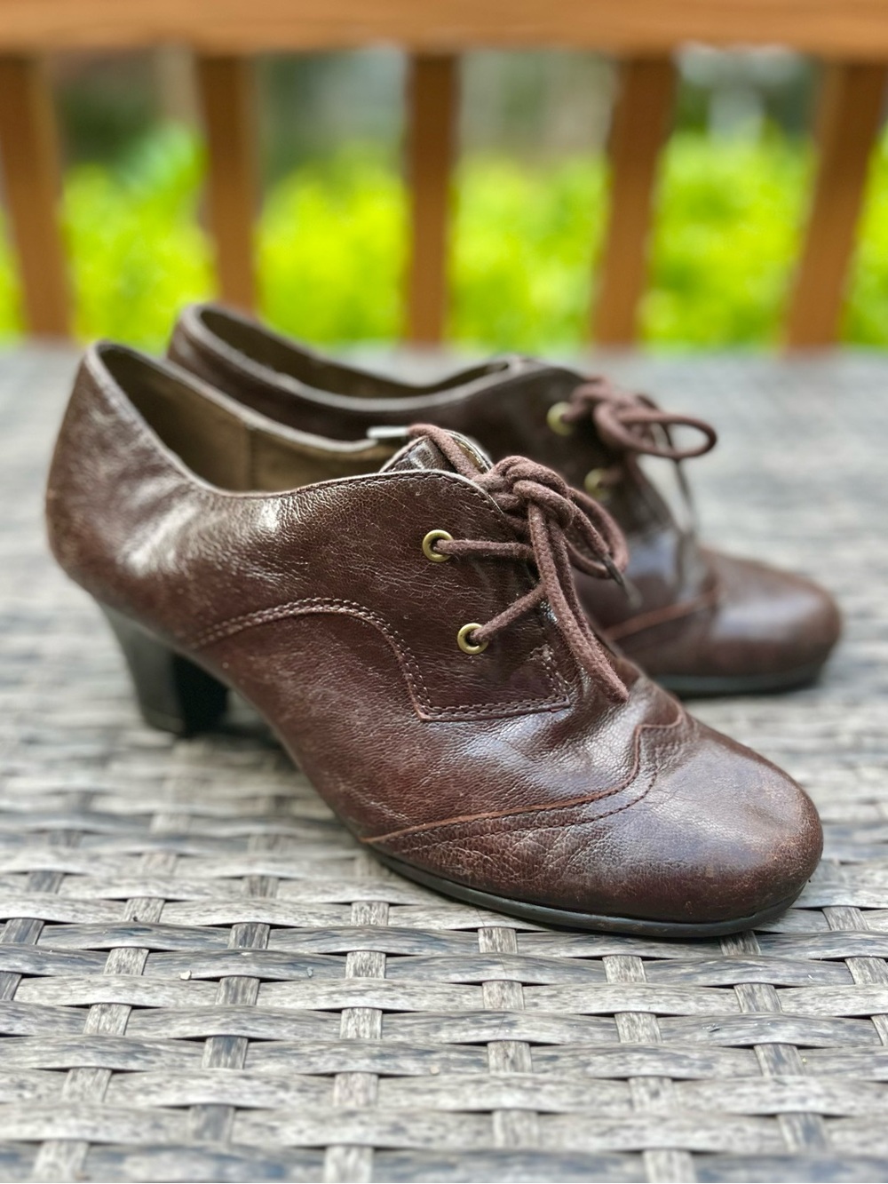 Aerosoles Aristocrat Brown Oxfords Lace-Up Vintage-Inspired Heels - Picture 2 of 9